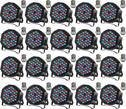 Rechargeable Stage Par Lights U`King RGB 36 LED Uplights Battery Powered with RGB 36W DJ Uplights Sound Activated Control for Wedding DJ Disco Events Halloween Church Live Party - 20 Pack