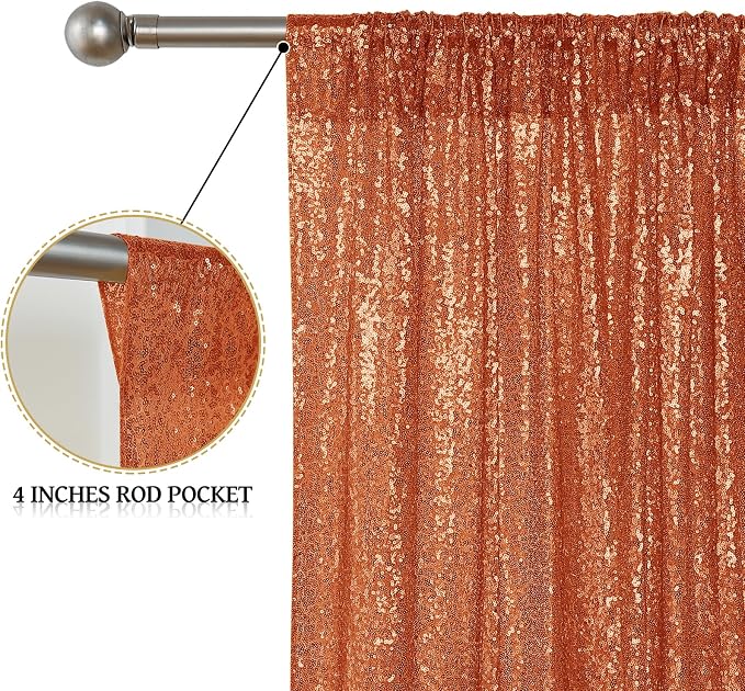 Sugargirl Orange Sequin Backdrop Curtain 4FTx8FT Glitter Orange Background Drapes Sparkle Photography Backdrop for Party Wedding Birthday Wall Decoration(1 Panel)