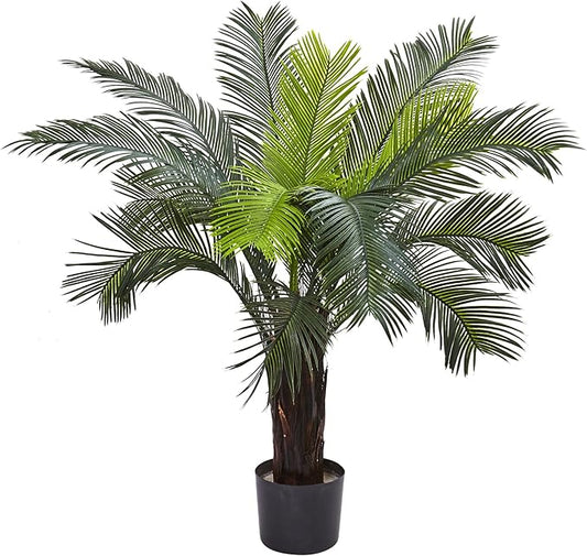 Nearly Natural 3ft Cycas Artificial Palm Tree, UV Resistant Faux Greenery For Indoor Outdoor Decor