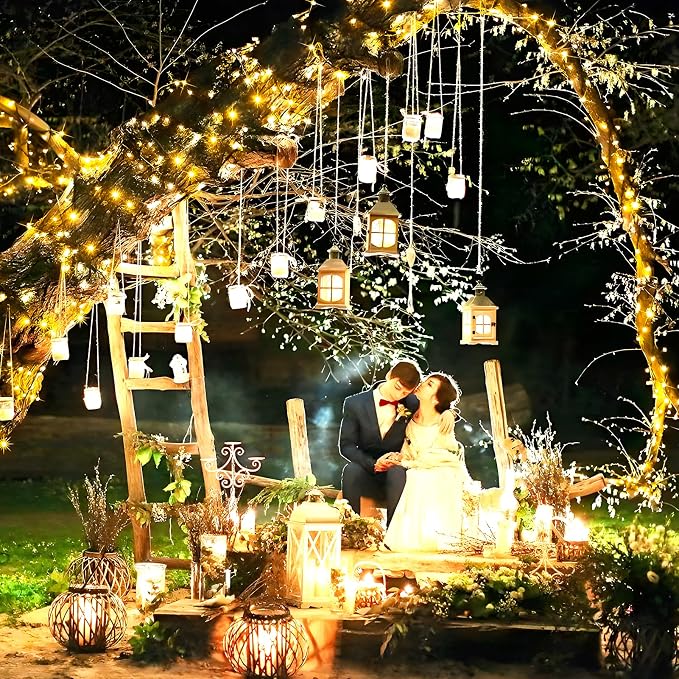 KNONEW 100FT 300 LED Outdoor Fairy Lights Plug in, Christmas Fairy Lights Outdoor Waterproof 8 Modes Memory Times for Wedding Bedroom Walls Garden Trees Decoration(Warm White)
