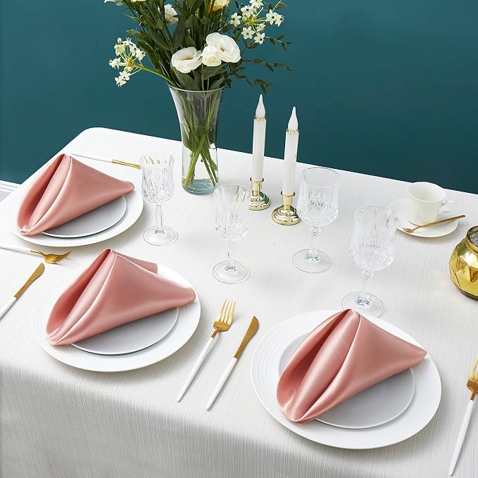 50 Pack Square Satin Dinner Napkins, 20x20 Inches Silky Soft Smooth Table Cloth Napkins for Restaurant Weddings Banquet Party Decoration, Rose Gold