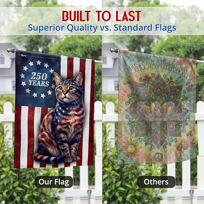 FLAGWIX American Patriotic Cat Flag - Polyester Double-sided Yard Flags For Outside House Flag (29.5" x 39.5") - 4th of July Decorations for Home Yard Garden Decor Banner, Gifts For Men Women