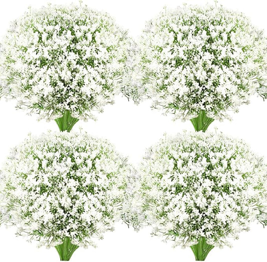 Ysleen 48 Pieces Artificial Flowers Plastic Baby Breath Flowers Faux Gypsophila DIY Floral Bouquets Arrangement Baby Breath Wedding Party Decoration for Party Home Office Garden Decor (White)