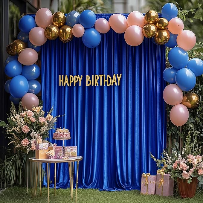 Wokceer Royal Blue Backdrop Curtain for Parties 10x8FT Photo Backdrop Drapes for Wedding Party Curtain Backdrop for Photoshoot Baby Shower Birthday Photography Background 2 Panels 5x8FT