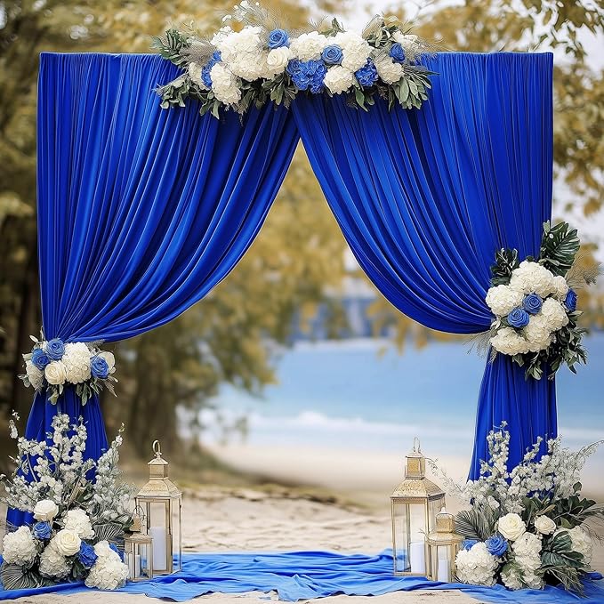 Wokceer Royal Blue Backdrop Curtain for Parties 10x10FT Photo Backdrop Drapes for Wedding Party Curtain Backdrop for Photoshoot Baby Shower Birthday Photography Background 2 Panels 5x10FT