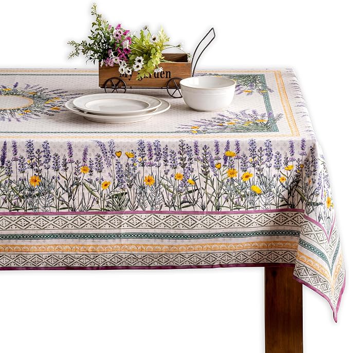 Maison d' Hermine Table Cloth Rectangle Table 100% Cotton 70 x 108 Inches Tablecloth Reusable Decorative for Dining Kitchen Room Farmhouse Party Home Hotel Restaurant Spring Summer - Fanny Lavender