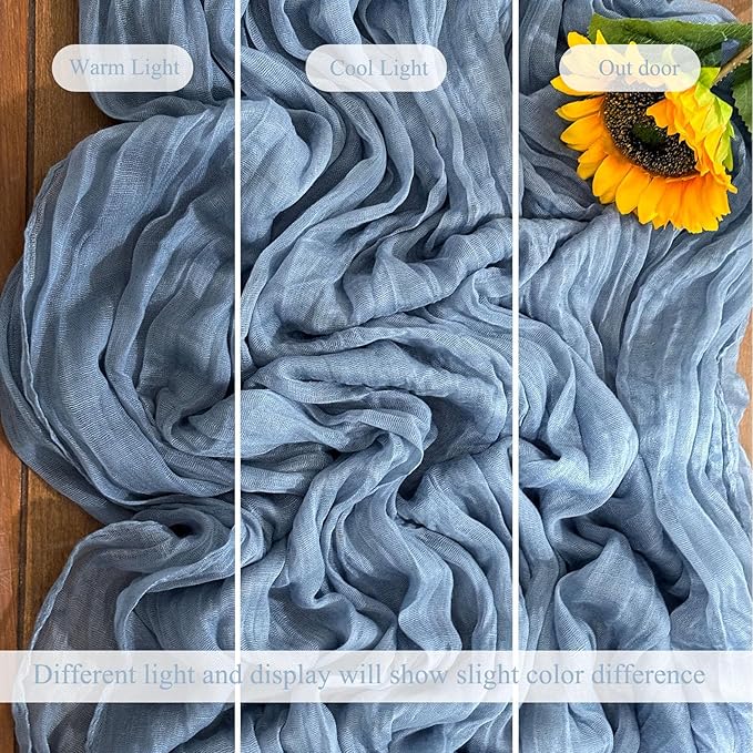 20Pack Dusty Blue Cheesecloth Table Runner 10Ft Gauze Table Runner Blue Cheese Cloth Table Runners Long Sheer Fabric Tablerunners for Wedding Party Bridal Shower Thanksgiving Christmas