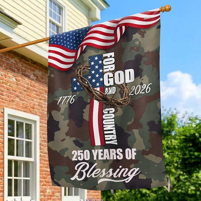 FLAGWIX American 250 Years of Blessing Flag - Polyester Double-sided Yard Flags For Outside House Flag (29.5" x 39.5") - 4th of July Decorations for Home Yard Garden Decor Banner, Gifts For Men Women