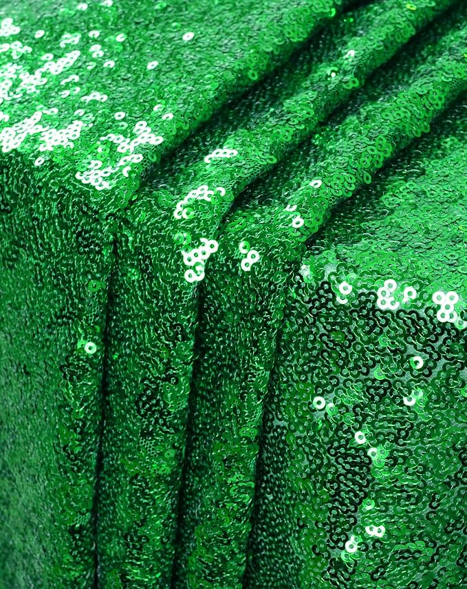Eternal Beauty Green Tablecloth, 60x102 Inch Sequin Rectangle Glitter Table Cover for Cake Dessert Exhibition Party Birthday Events