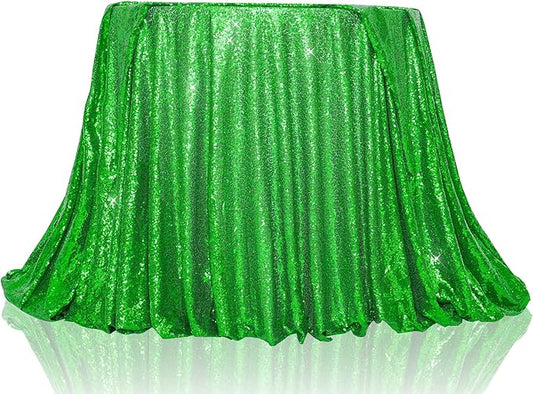 PartyDelight Green Sequin Tablecloth 90 Inch Round Table Cloth Glitter for Party Baby Shower Christmas Decorations