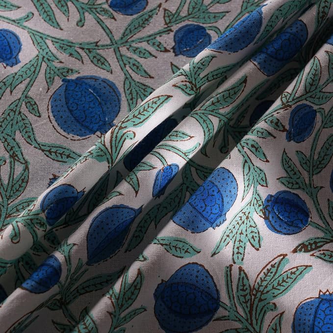 Ridhi Round Tablecloth Hand Block Print 100% Cotton Reusable Queen Blue 120 Inch Table Cover Decorative Everyday Use for Dining, Home, Party, Wedding, Farmhouse, Party Gift for Spring, Mother's Day
