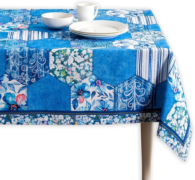 Maison d' Hermine Table Cloth Rectangle Table 100% Cotton 70 x 108 Inches Tablecloth Reusable Decorative for Dining Kitchen Room Farmhouse Party Home Hotel Restaurant Spring Summer - Summer Blues