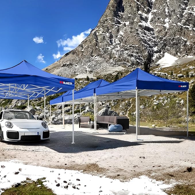 10x10ft Replacement Canopy Top-Heavy-Duty 500D 2500mm Waterproof & UPF 50+ UV Tent Cover with 8 Drainage Holes,Reinforced Straps for Camping,Trade Shows (Frame Not Included-Blue)