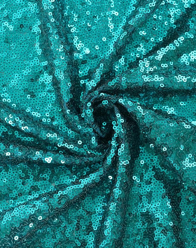 Eternal Beauty Teal Tablecloth, 60x120 Inch Sequin Rectangle Table Cover for Cake Dessert Exhibition Party Birthday Events