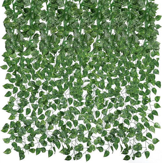 CEWOR 14 Pack 98ft Artificial Ivy Greenery Garland, Fake Vines Hanging Plants Backdrop for Room Bedroom Wall Decor, Green Leaves for Jungle Theme Christmas Party Wedding Decoration