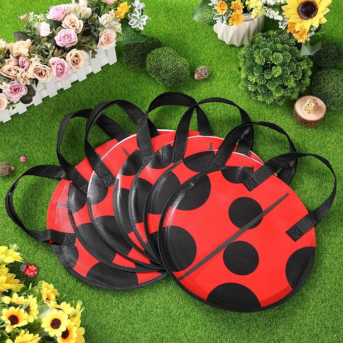 Locmeo 28 Pcs Ladybug Party Favors Birthday Gift Bags Bulk Non Woven Lady Bug Candy Treat Bags with Handle Red Black Polka Dots Goodie Fillers Classroom Prize for Holiday Supplies Decoration