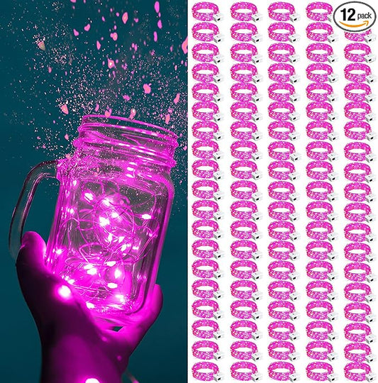 ZGWJ Fairy Lights Battery Operated, 100 Pack Twinkle String Lights 20 LED 7FT 3 Lighting Modes for Bedroom Decor, Easter, Halloween, Christmas, Party Indoor and Outdoor Decoration Pink