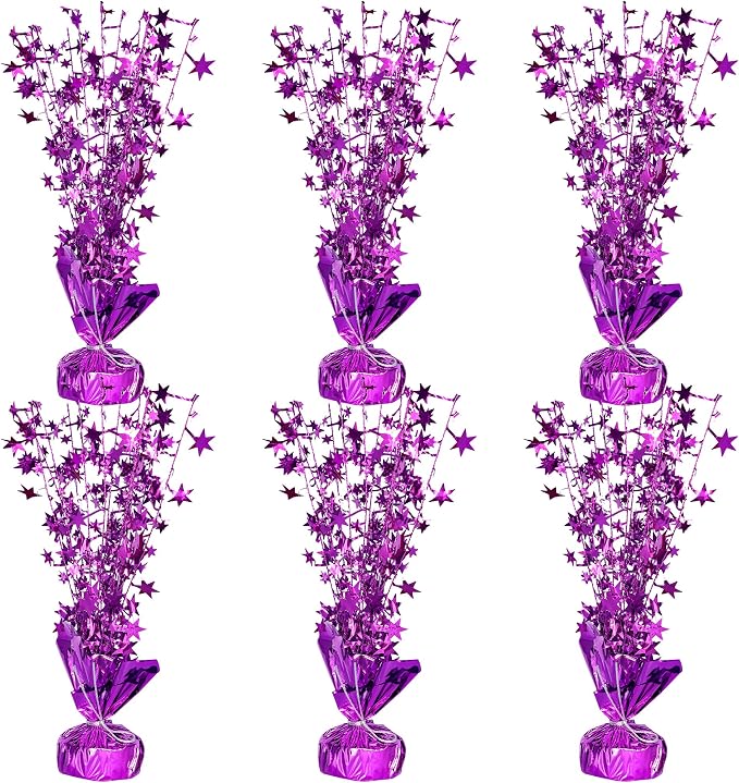 Gyufise 6 Pack Metallic Foil Spray Centerpiece Star Table Decoration Burst Table Centerpieces Table Decor for Birthday Wedding Anniversary Graduation Holiday Party Supplies Purple