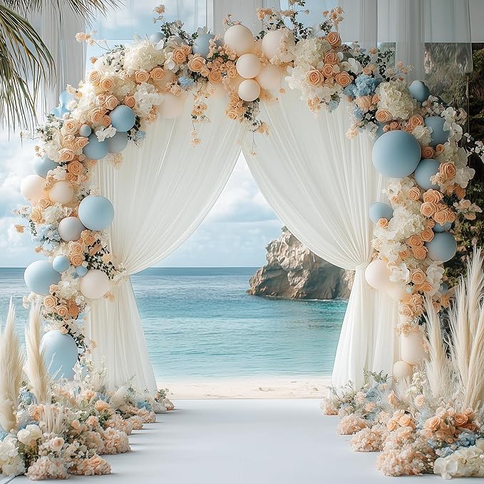 Wokceer Ivory Backdrop Curtain for Wedding Parties 10x10FT Photo Backdrop Drapes for Wedding Polyester for Photoshoot Baby Shower Birthday Party Curtains Background 2 Panels 5x10FT