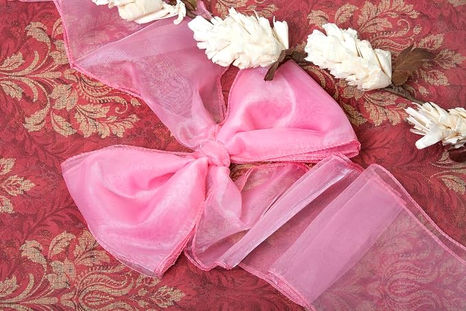 MDS® Pack of 125 Organza Chair Sashes for Wedding Decoration, Reusable Sheer Chair Bows for Banquet Chair Cover, Reception, Bridal Shower, Baby Shower, Birthday Party & Special Events - Blush Pink