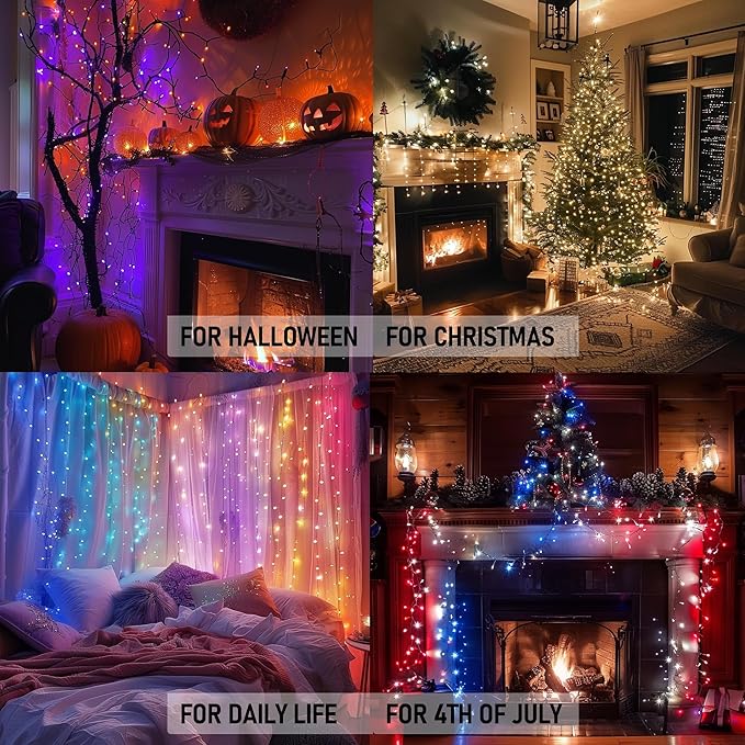 Dazzle Bright Smart Color Changing Christmas Lights, 66FT 200 LED RGB String Lights with Remote & App Controlled, Halloween 4th of July Decoration for Indoor Outdoor Holiday Xmas Tree Party Decor