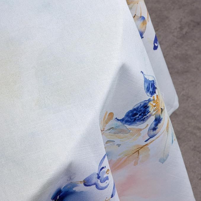Maison d' Hermine Table Cloth Round Table 100% Cotton 69 Round Inches Tablecloth Reusable Decorative for Dining Kitchen Room Farmhouse Party Home Hotel Restaurant Spring Summer - Lazy Summer Days