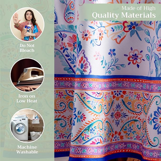 Maison d' Hermine Table Cloth Round Table 100% Cotton 63 Round Inches Tablecloth Reusable Decorative for Dining Kitchen Room Farmhouse Party Home Hotel Restaurant Spring Summer - Indian Floral