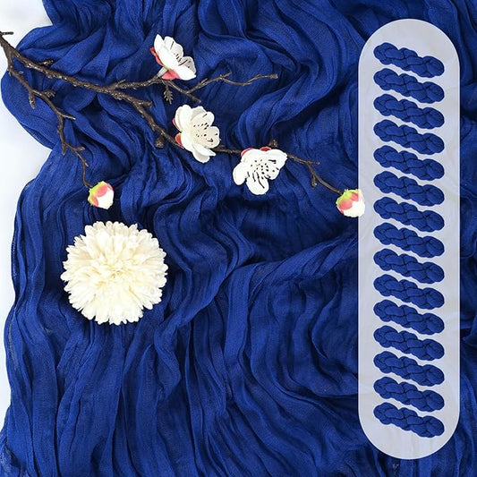 15 Pack Royal Blue Cheesecloth Table Runner 17 x 108 Inch Fall Thanksgiving Boho Rustic Farmhouse Gauze Cheese Cloth Runner for Wedding Party Baby Shower Home Decor Holiday Decorations