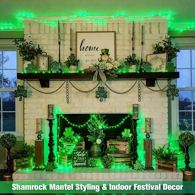 JMEXSUSS 400 LED Green Christmas Lights Indoor Outdoor, 132ft St Patrick's Day String Lights Plug in with Remote Clear Wire Christmas Tree Lights for Room Garden Patio Outside Party Xmas Tree Decor