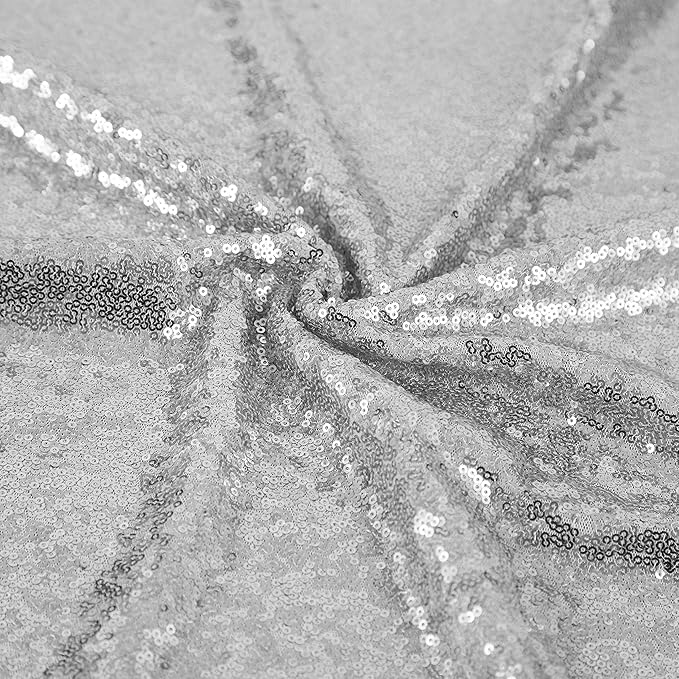JYFLZQ Silver Sequin Table Runner 12"x108" Pack of 2 Glitter Sequin Fabric Table Linens - Sparkly Runners for Wedding & Birthday Party Decor