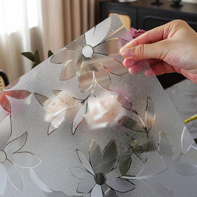 OstepDecor Floral Table Protector 16 x 24 Inch, 1.5mm Thick Plastic Table Cover, Waterproof Desk Protector Mat Desk Cover Rectangle Vinyl Tabletop Protector for Home Office Desktop