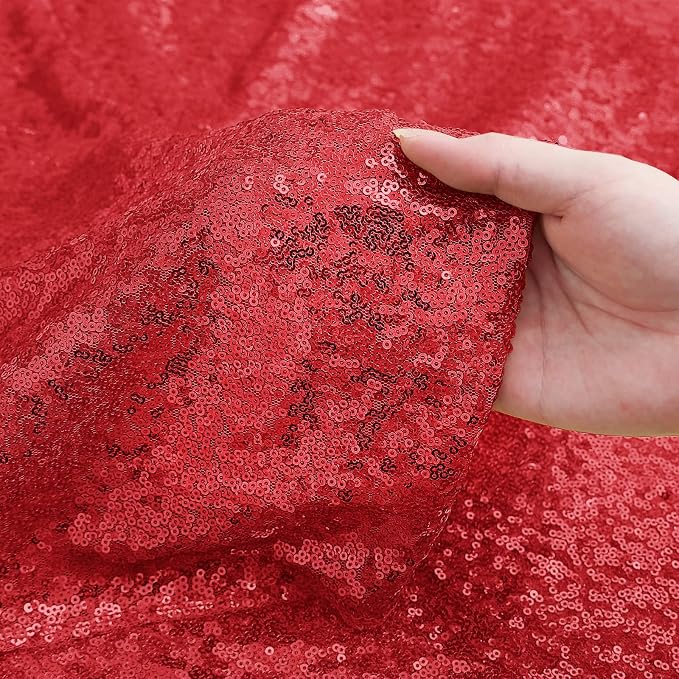 Sugargirl Red Sequin Backdrop Curtain 4FTx8FT Glitter Red Background Drapes Sparkle Photography Backdrop for Party Wedding Birthday Wall Decoration(2 Panels)