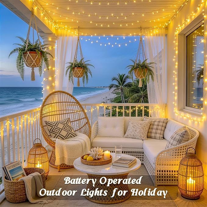 JMEXSUSS 2 Pack Christmas String Lights | Battery Operated, Outdoor, Indoor