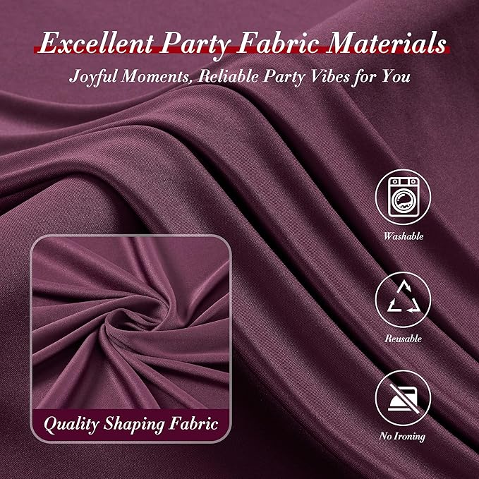 30 ft x 10 ft Wrinkle Free Maroon Backdrop Curtain for Parties, Polyester Burgundy Photo Backdrop Drapes 6 Panels 5x10ft for Baby Shower Wedding Birthday Party Engagement Ceremony Decoration