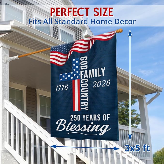 FLAGWIX American 250 Years of Blessing Flag - Polyester Double-sided Yard Flags For Outside 3x5 ft. Flag - 4th of July Decorations for Home Yard Garden Decor Banner, Gifts For Men Women