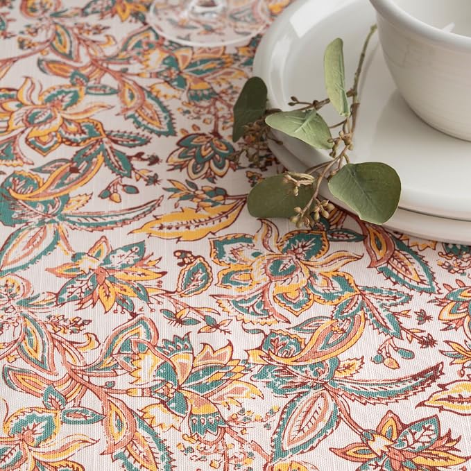 Maison d' Hermine Table Cloth Rectangle Table 100% Cotton 60 x 90 Inches Fall Tablecloth Reusable Everyday Use for Thanksgiving Christmas Decorations Dining Farmhouse Party (Nila)