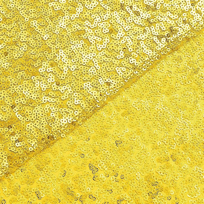 Sugargirl Golden Yellow Sequin Backdrop Curtain 2 Panels 2FTx8FT Glitter Golden Yellow Background Drapes Sparkle Photography Backdrop for Party Wedding Birthday Wall Decoration