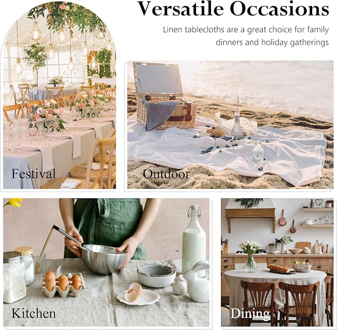 Linen World Hemstitch Linen Tablecloth,French Linen Sage Tablecloth 90" x 60" Inch,Washable Rectangular Table Cloth for Dining,Outdoor,Weddings and Restaurants,Decorative Thanksgiving Christmas