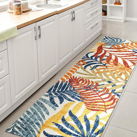 JONATHAN Y Tropics Palm Leaves Indoor Outdoor Runner Rug 2X8 Cream/Orange, Boho for Backyard, Patio, Porch, Easy-Cleaning, High Traffic, Pet-Friendly, Non-Shedding (AMC100B-28)