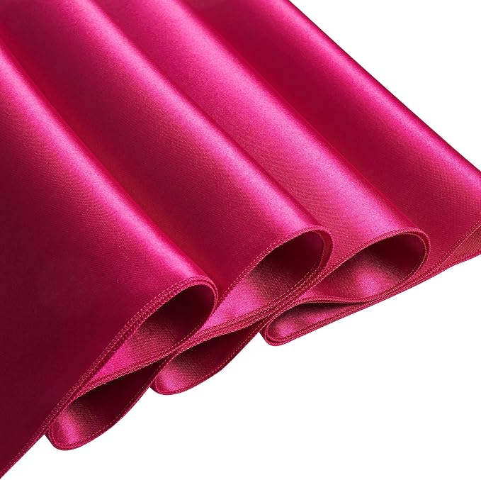 10 Pcs Rose Red Satin Chair Sashes Bows Universal Chair Cover for Wedding Reception Events Banquets Party, Hotel Event Decorations, 6 x 108 inch