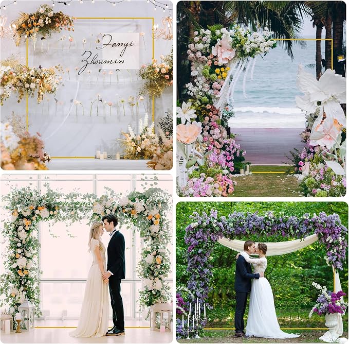 Wokceer Wedding Arch Backdrop Stand Square 7.2 x 6.6 FT Wedding Arches for Ceremony Metal Balloon Arch Frame for Weddings Birthday Party Garden Arbor Anniversary Event Decor