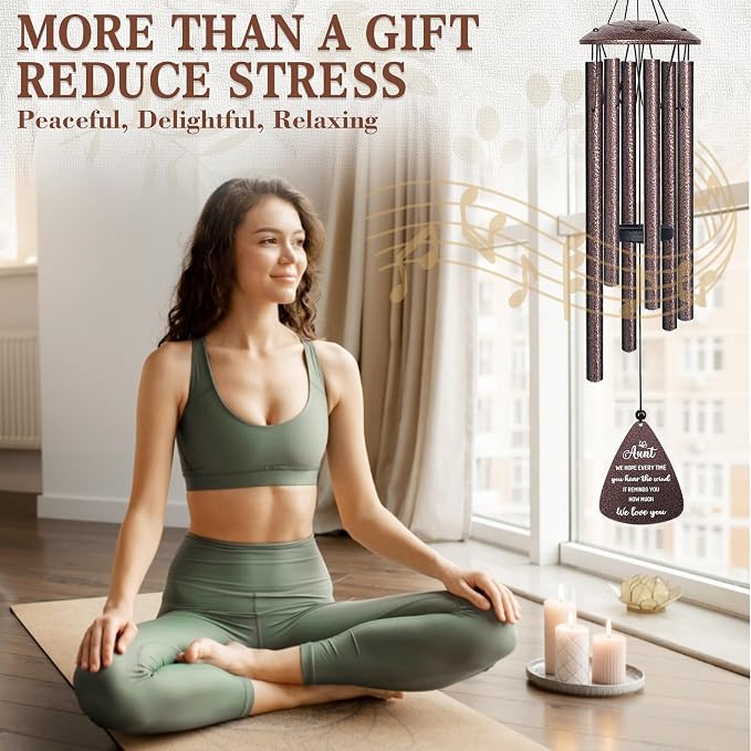 Aunt Gifts, 32" Bronze Wind Chimes, Birthday Gifts for Auntie from Niece Nephew, Auntie Gift Ideas, Best Aunt Ever Gift for Women Birthday Christmas Mother's Day, Home Decor