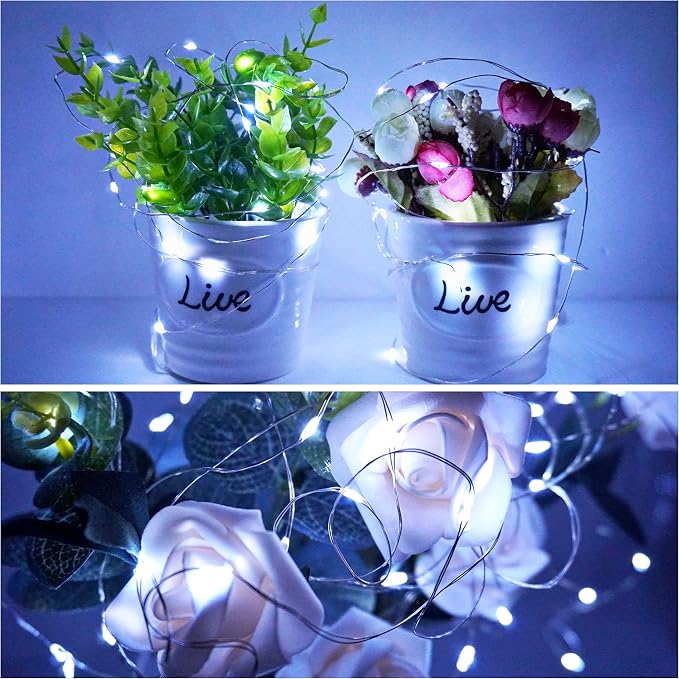 Fairy Lights Battery Operated 100 LED 33 ft Twinkle Starry Firefly LED String Lights with Timer 8 Modes Remote Waterproof for Christmas Party Bedroom Wedding 4 Pack (White)