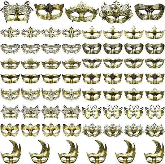 Yunsailing 90 Pcs Masquerade Masks Bulk for Adults Venetian Party Masks for Wedding Prom Bridal Shower Party Men Women