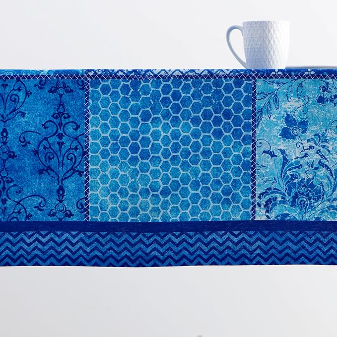 Maison d' Hermine Table Cloth Square Table 100% Cotton 54 x 54 Inches Tablecloth Reusable Decorative for Dining Kitchen Room Farmhouse Party Home Hotel Restaurant Spring Summer - Indigo Love