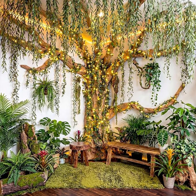 Yinder 41 Pcs Jungle Theme Decoration Set Artificial Hanging Vine Rainforest Greenery Leaves Vines Decor for Classroom VBS Tropical Forest Safari Party Indoor Outdoor Room Wall DIY Decor (Ivy)