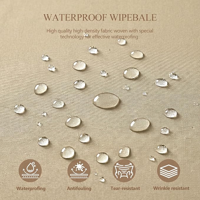 Shillance 4 Pack Khaki Square Tablecloth for 34x34 Inch Card Table Cover Waterproof Oil-Proof Spill-Proof Polyester Square Fitted Tablecloth for Wedding Parties Display Trade Show