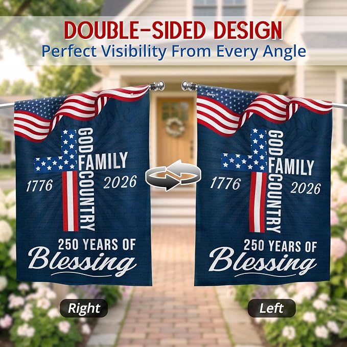 FLAGWIX American 250 Years of Blessing Flag - Polyester Double-sided Yard Flags For Outside 3x5 ft. Flag - 4th of July Decorations for Home Yard Garden Decor Banner, Gifts For Men Women