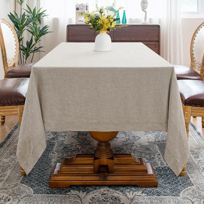 Linen World Linen Tablecloth,100% French Linen Natural Tablecloth 72" x 72" Inch,Washable Square Tablecloth for Dining,Outdoor,Weddings and Restaurants,Decorative Thanksgiving Christmas