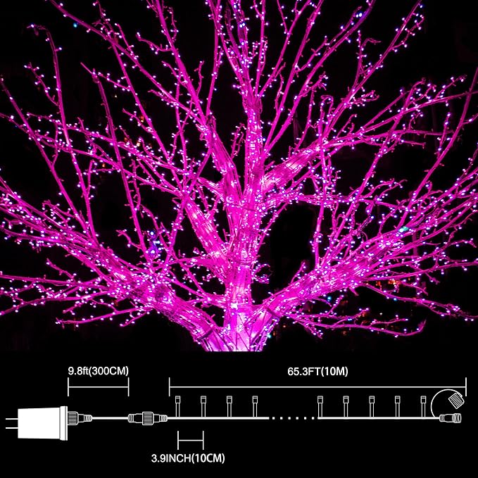 LAMPHOME 33ft Valentine's Day String Lights, Christmas Decorative Mini Lights, 100 LED Pink Fairy Starry String Lights Plug in, 16 Lighting Modes for Valentines Day Tree Decorations (Pink)
